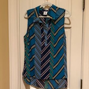 CAbi Multicolor Chevron Sleeveless Blouse